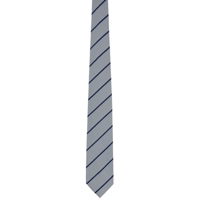 Photo: Dunhill Blue Silk Tri-Color Stripe Tie