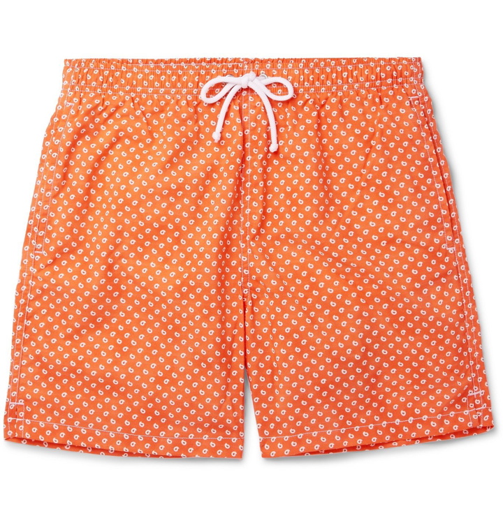 Photo: Anderson & Sheppard - Slim-Fit Mid-Length Paisley-Print Swim Shorts - Orange