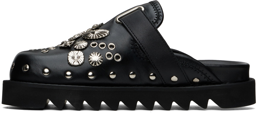Toga Pulla SSENSE Exclusive Black Eyelet Metal Sabot Loafers Toga 
