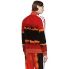 Palm Angels Red and Black Tie-Dye Chenille Track Jacket