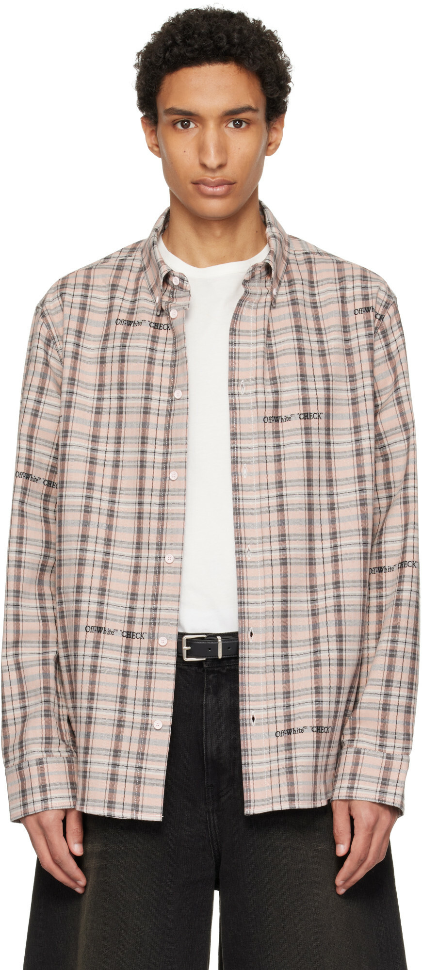 Off-White Pink Flannel Regular Shirt
