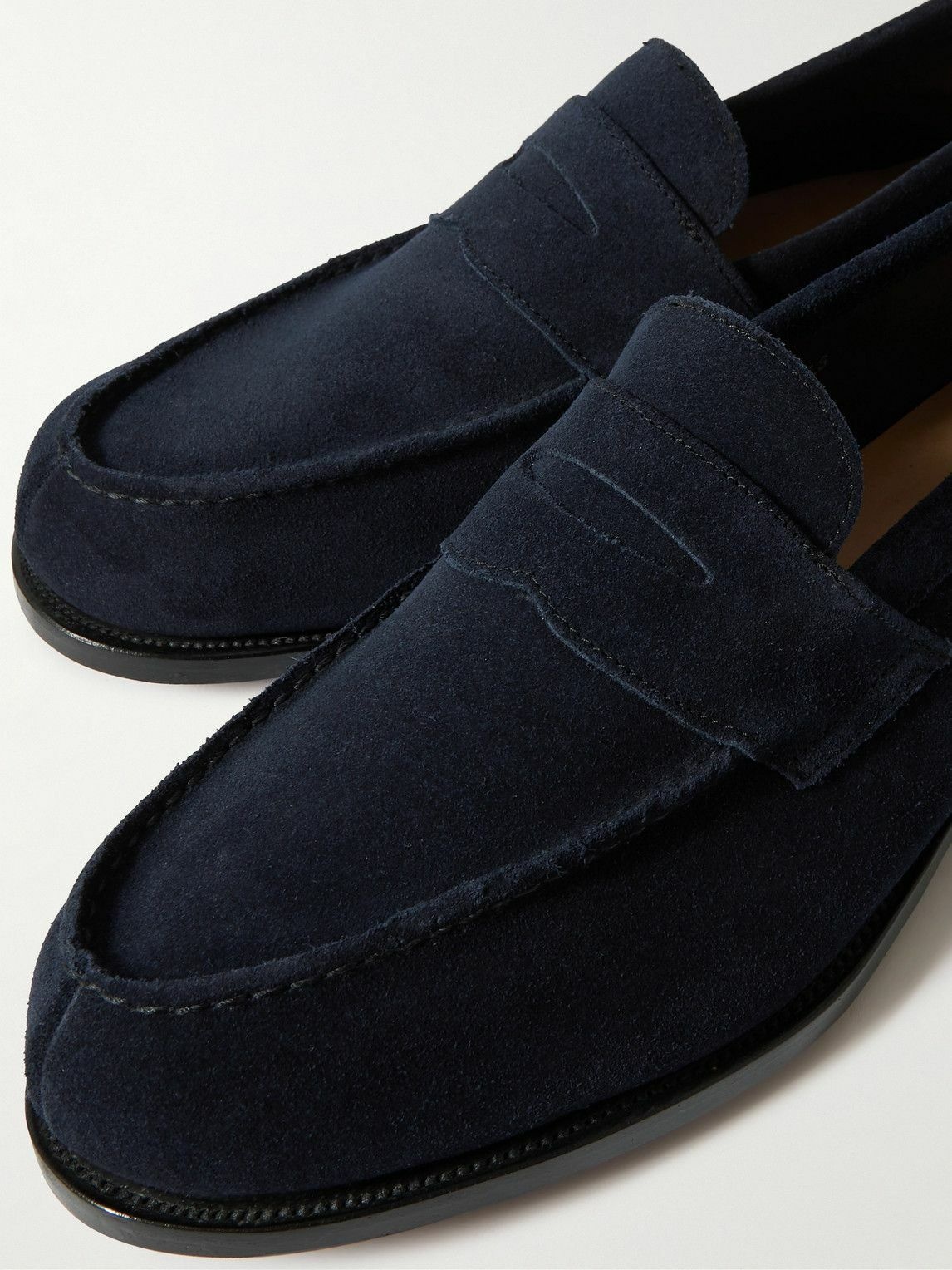 George Cleverley - Cannes Suede Penny Loafers - Blue George Cleverley