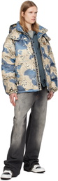 AAPE by A Bathing Ape Beige & Blue Camo 'AAPE' Main Down Jacket