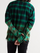 AMIRI - Distressed Dégradé Bleached Checked Cotton-Blend Flannel Shirt - Green - S