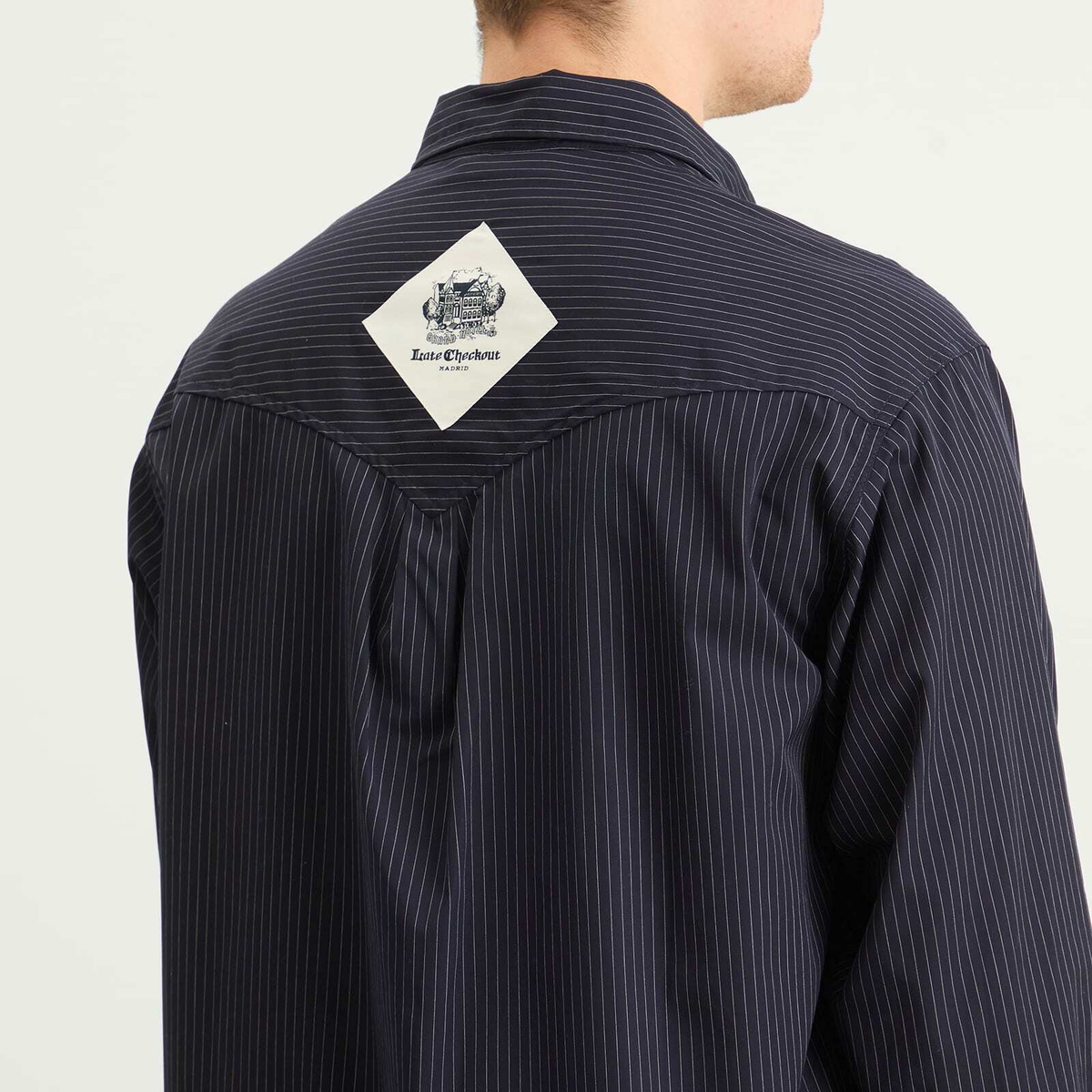 Late Checkout Men's Pinstripe Western Shirt in Navy