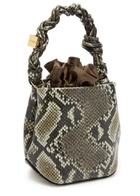 Ganni Bou Mini Python-effect Grained Leather Bucket bag - Black Grey - One Size