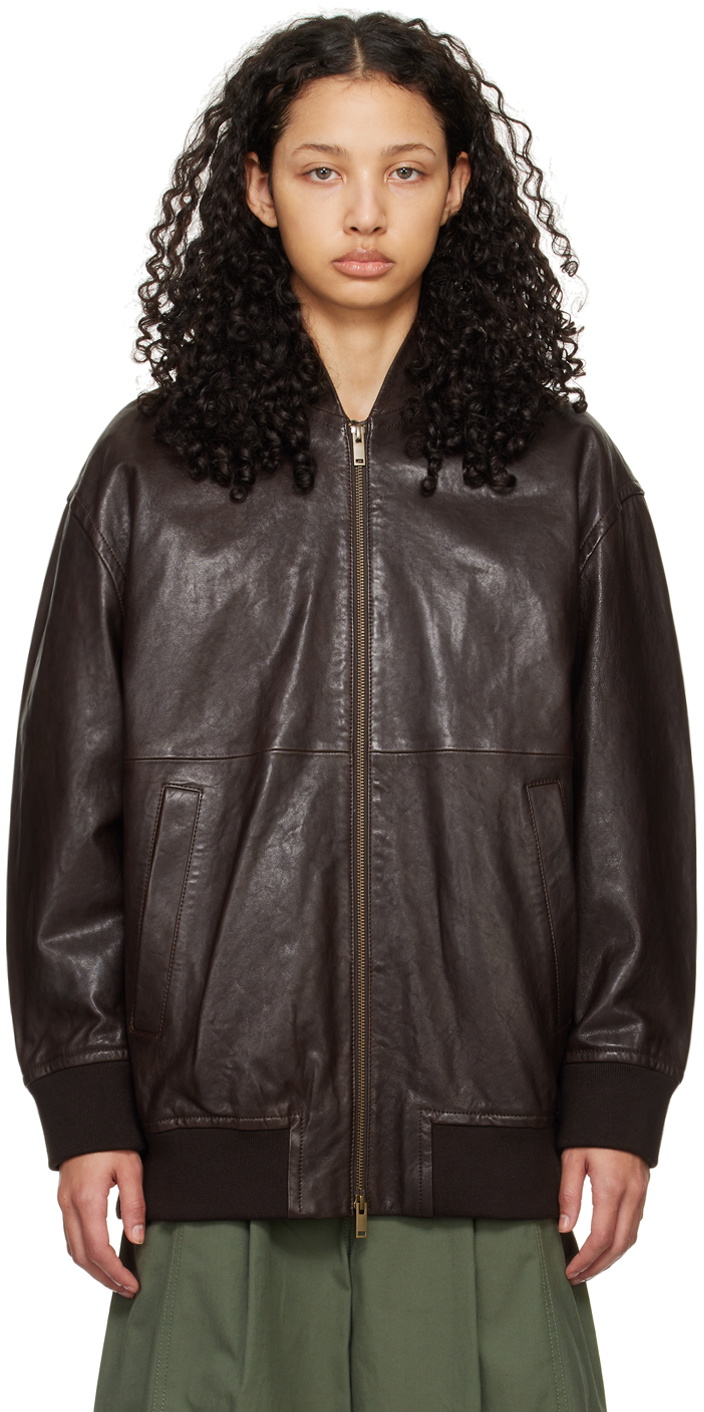 Weekend Max Mara Brown Cursore Leather Jacket Weekend Max Mara