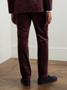 Brunello Cucinelli - Slim-Fit Straight-Leg Pleated Cotton-Corduroy Suit Trousers - Burgundy