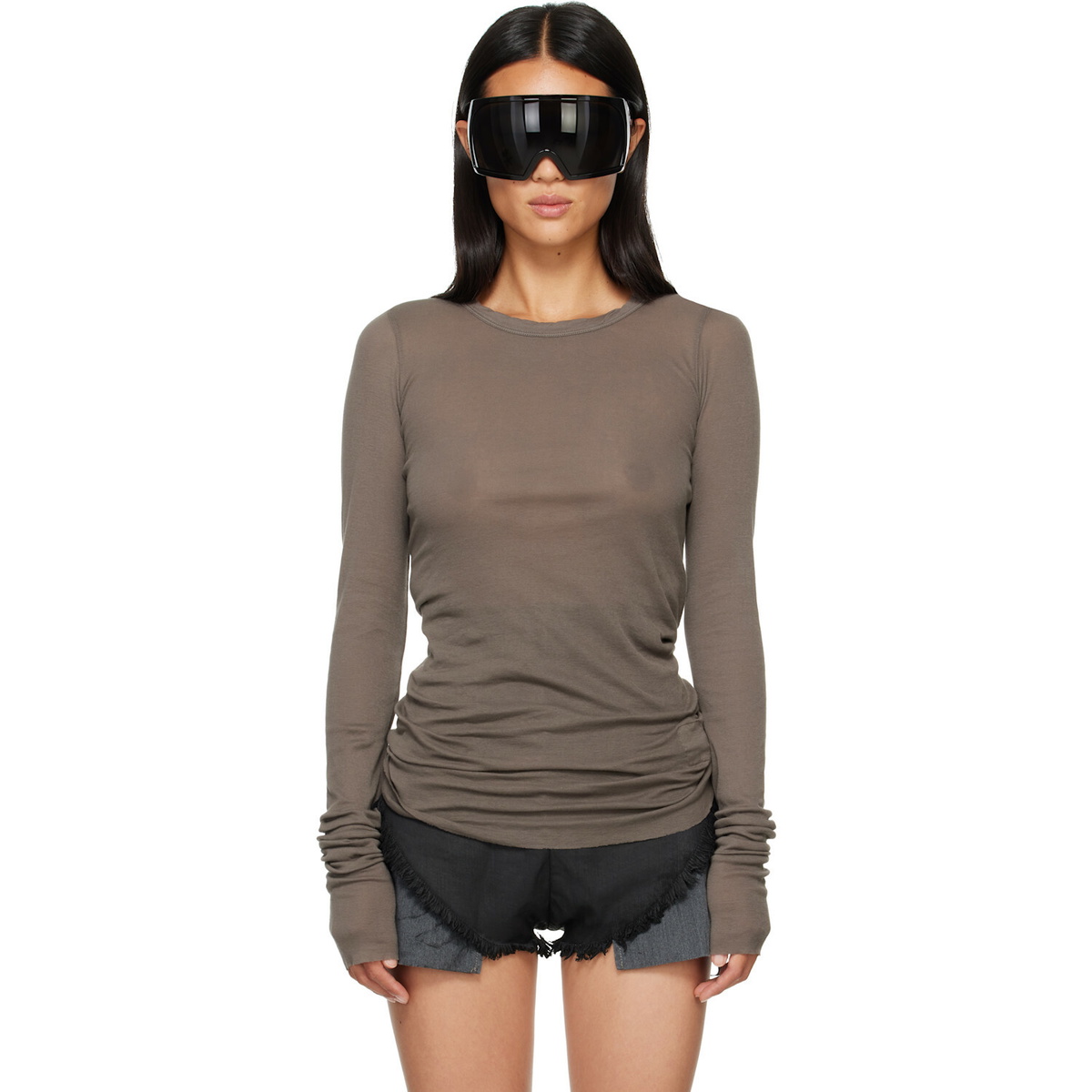 Rick Owens DRKSHDW Taupe Tower Basic LS T-shirt