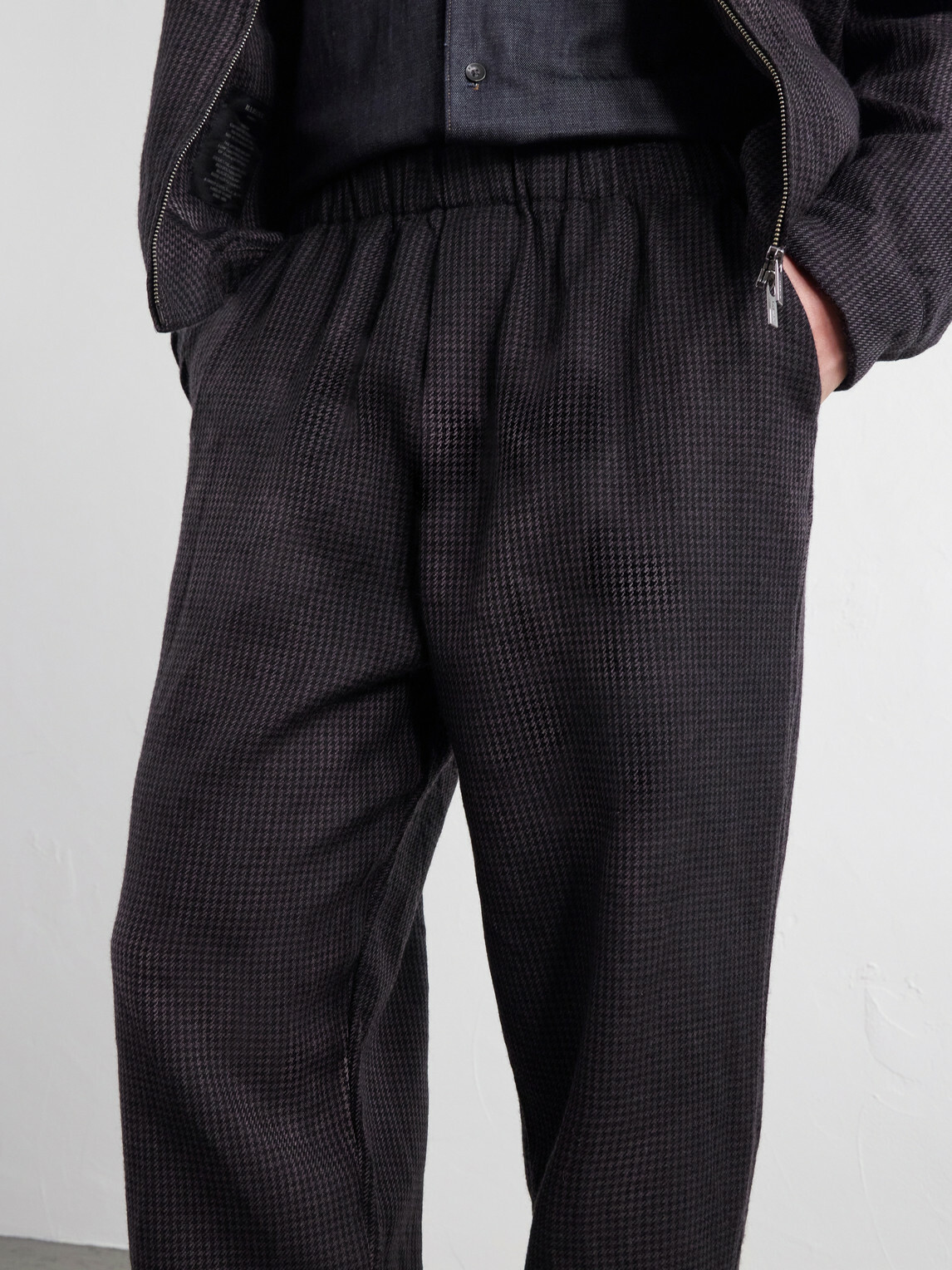 Barena - Straight-Leg Garment-Dyed Houndstooth Wool Trousers - Black
