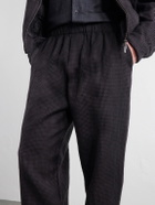 Barena - Straight-Leg Garment-Dyed Houndstooth Wool Trousers - Black