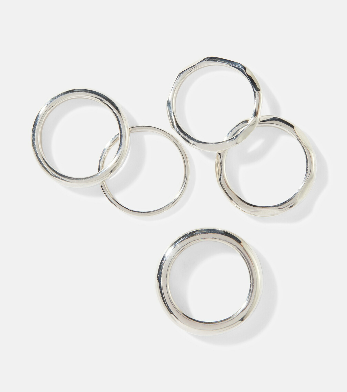 Bottega Veneta - Essentials set of 5 sterling silver rings