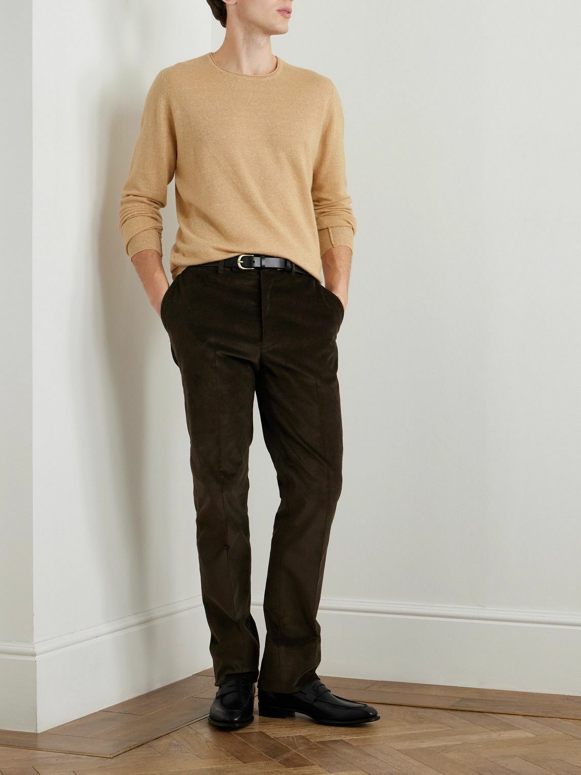 Kingsman - Slim-Fit Cashmere and Linen-Blend Sweater - Neutrals