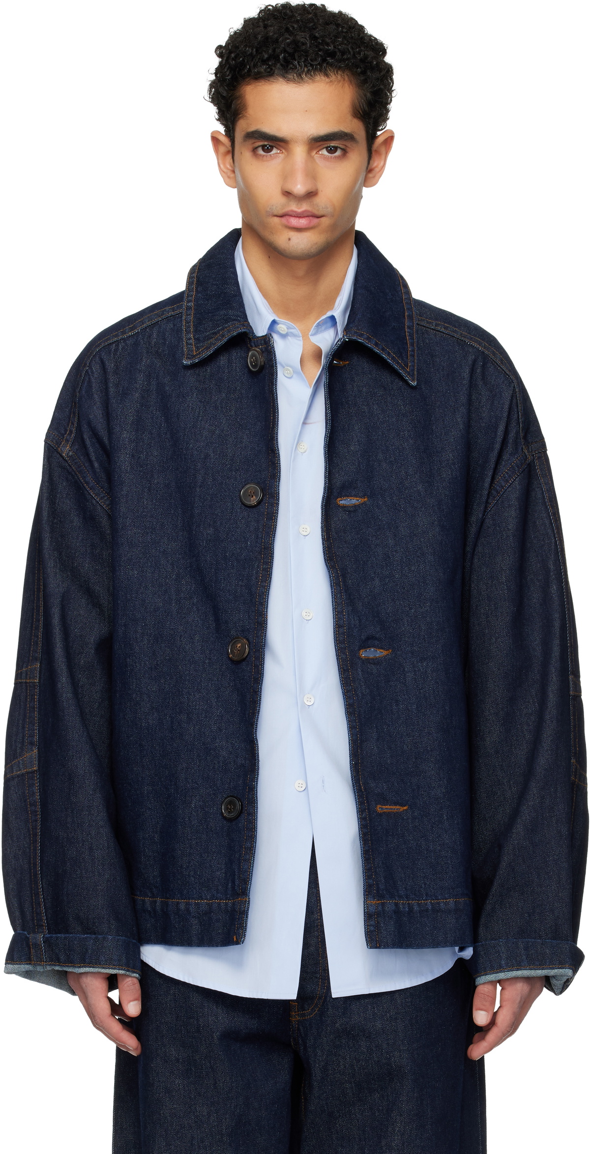 Dries Van Noten Navy Heavyweight Denim Jacket