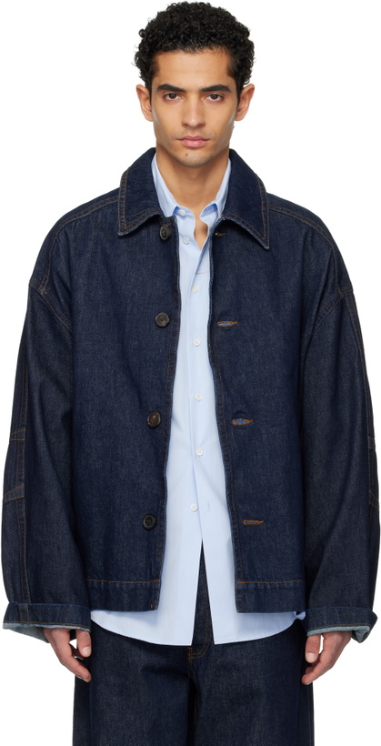 Photo: Dries Van Noten Navy Heavyweight Denim Jacket