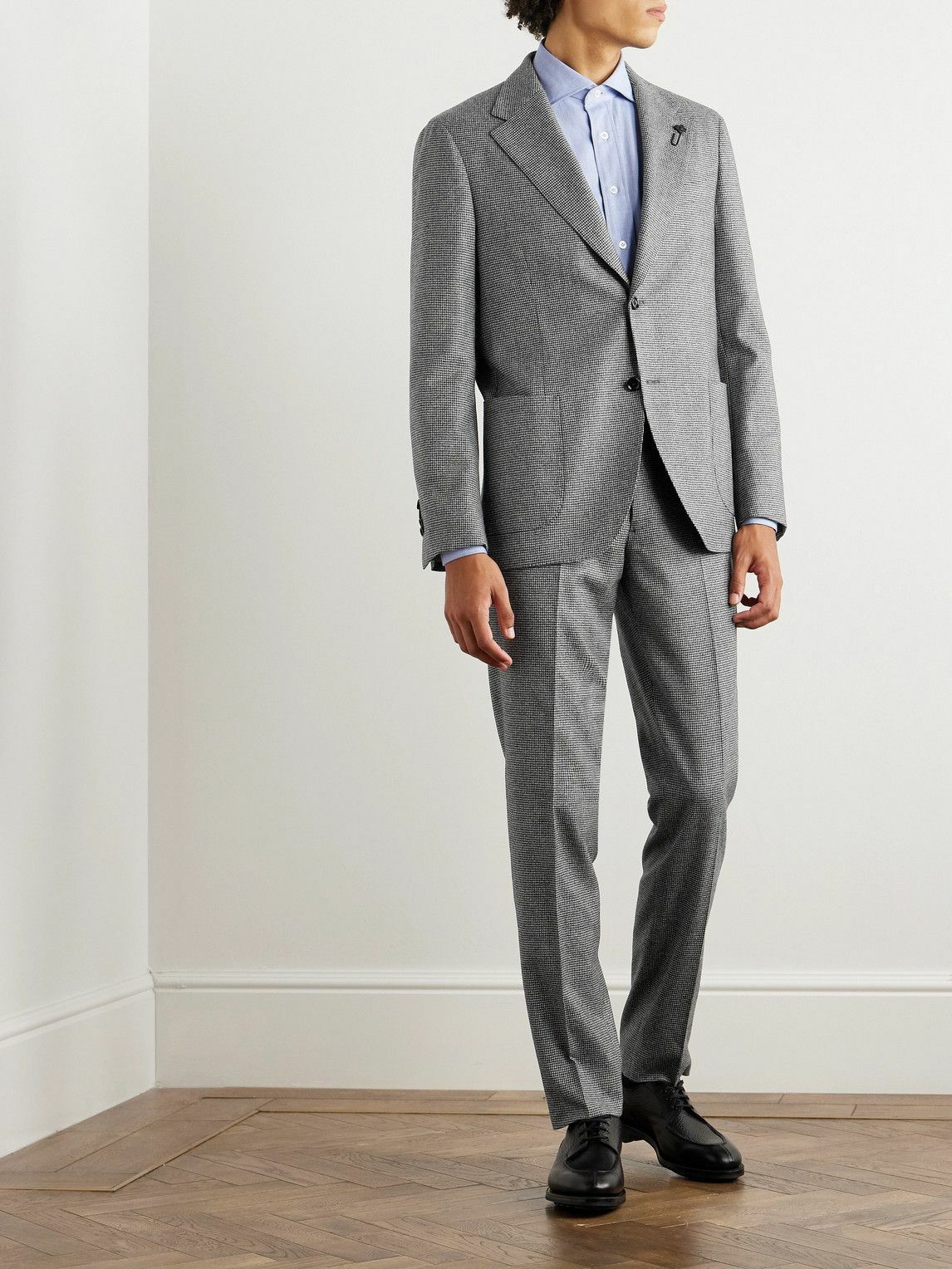 Lardini - Houndstooth Wool and Cashmere-Blend Suit Jacket - Gray Lardini