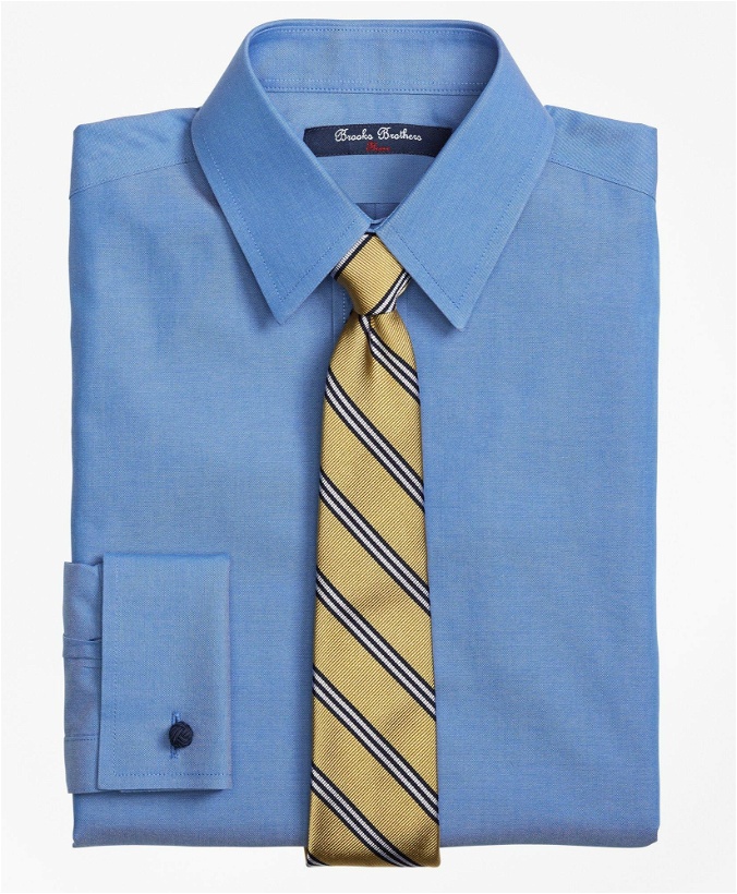 Photo: Brooks Brothers Boys Non-Iron Supima Pinpoint Cotton French Cuff Dress Shirt | Blue