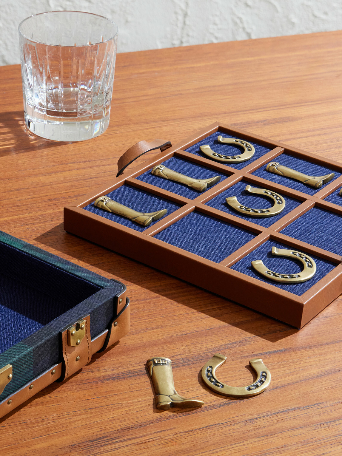 Ralph Lauren Home - Sawyer Leather-Trimmed Checked Canvas Tic-Tac-Toe Set