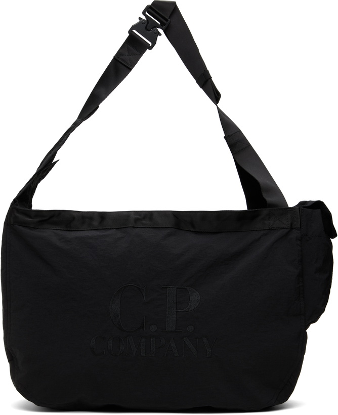 Photo: C.P. Company Black Plain Paper Touch Zipped Bag