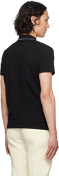 PS by Paul Smith Black Button-Front Stretch-Cotton Polo