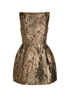 DE LA Vali Pampero Leopard-print Satin-twill Mini Dress Brown