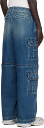 VETEMENTS Blue Hip-Hop Denim Cargo Pants