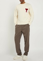 Ami Paris Logo-intarsia Wool Jumper Cream