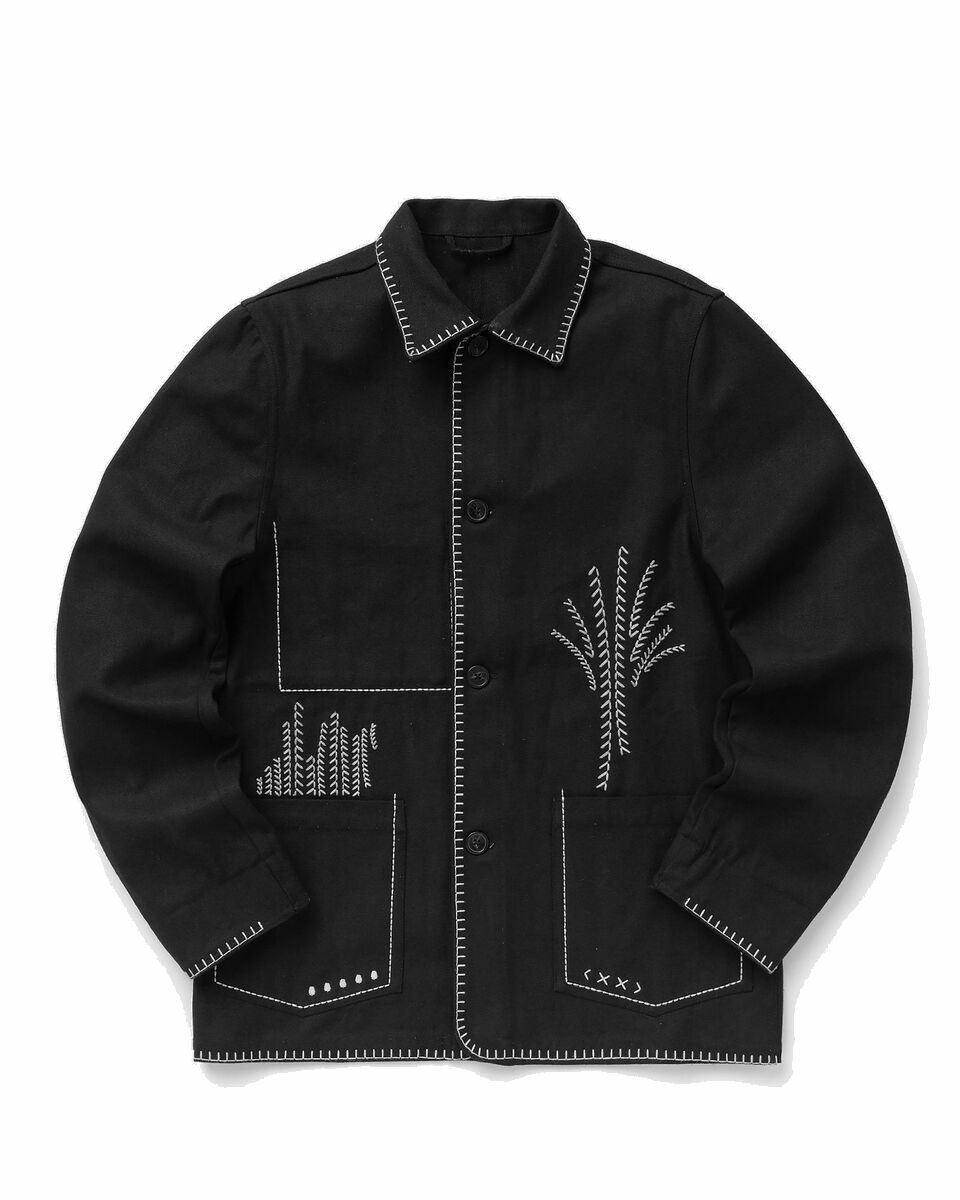 Photo: Officine Générale Chore Jacket Co Contrast Embro Revers Black - Mens - Overshirts
