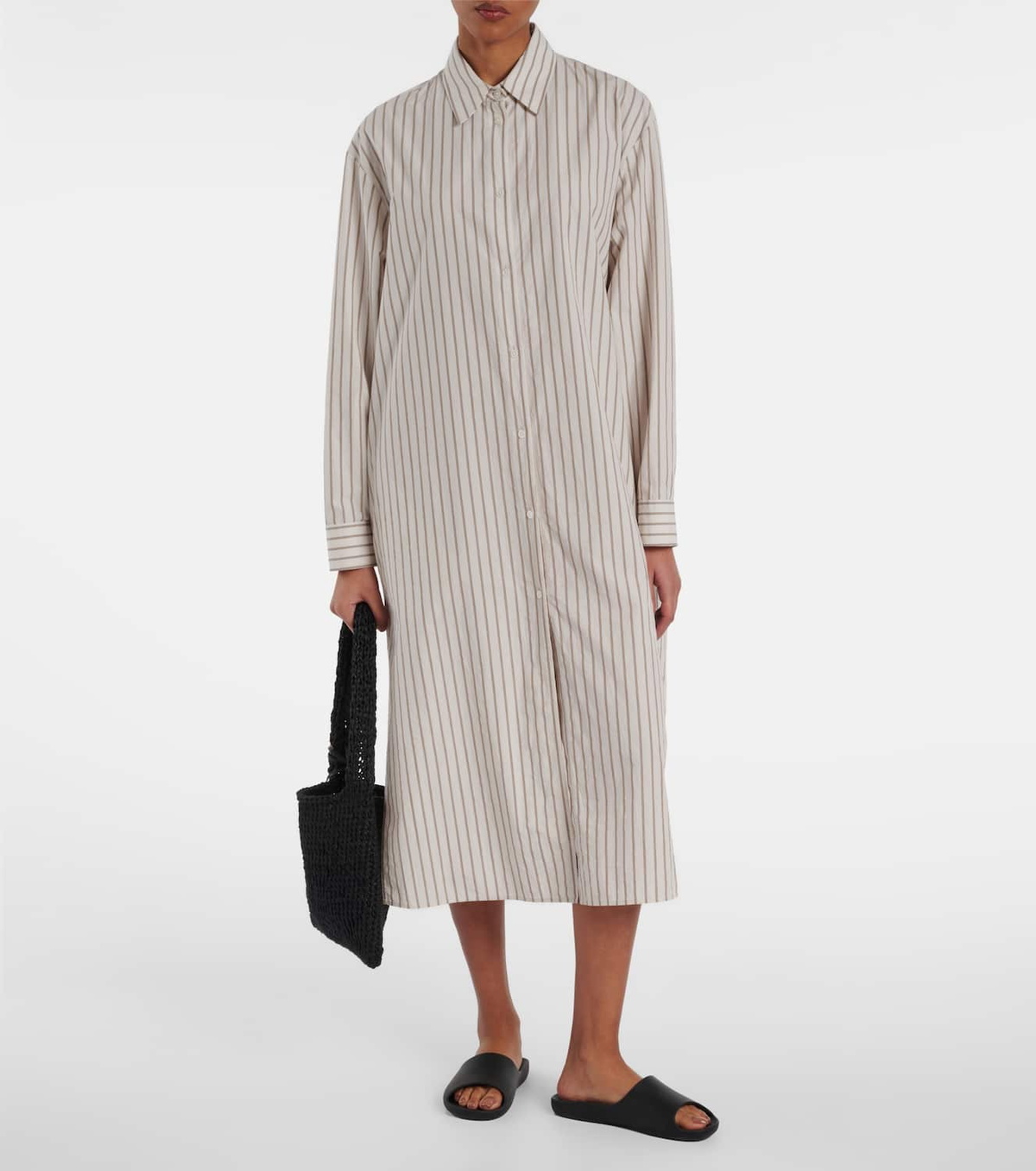 The Row Chihiro striped cotton shirt dress