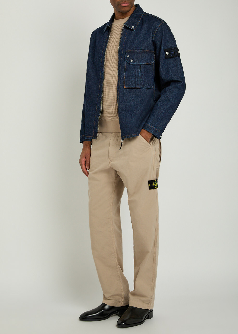Stone Island Cotton Ripstop Straight-leg Cotton Trousers Sand