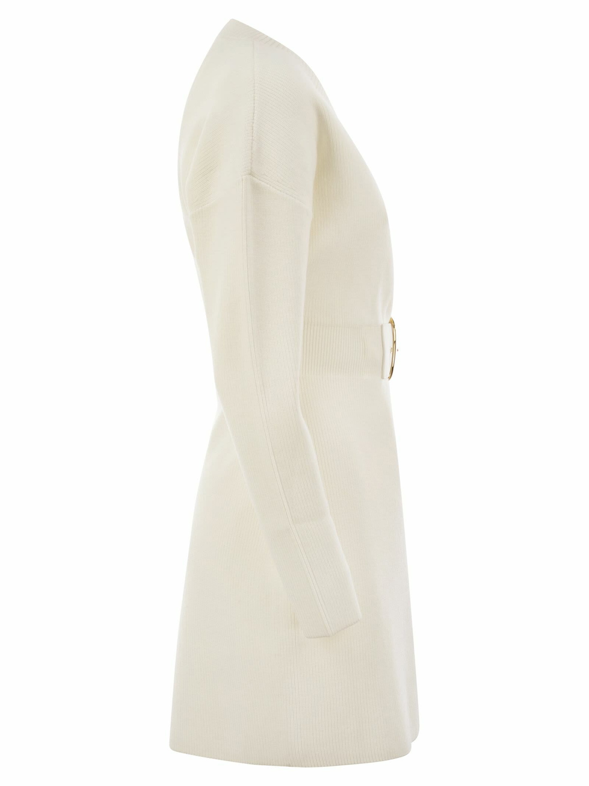 パーティードレス ELISABETTA FRANCHI Viscose Manteau Dress with Maxi Buckle Elisabetta Franchi Viscose Manteau Dress With Maxi Buckle