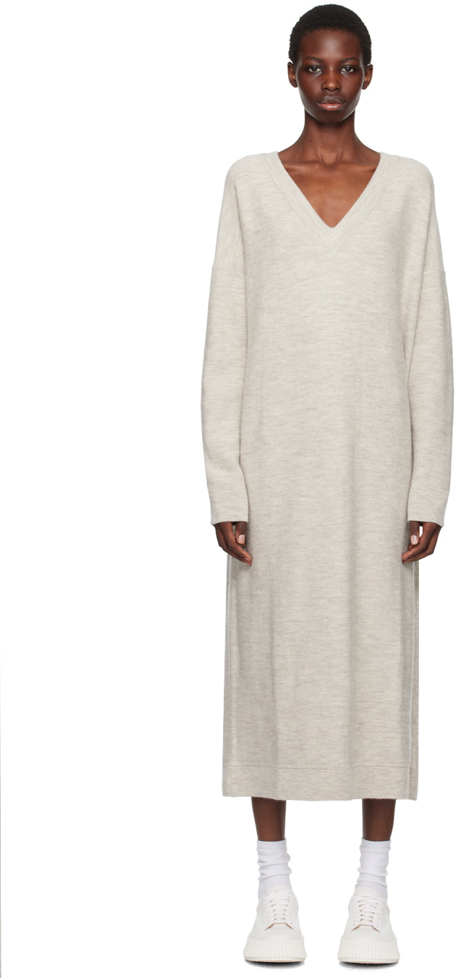 専用⭐︎LAUREN MANOOGIAN V NECK DRESS Lauren Manoogian Gray Wide V-Neck Maxi Dress Lauren Manoogian