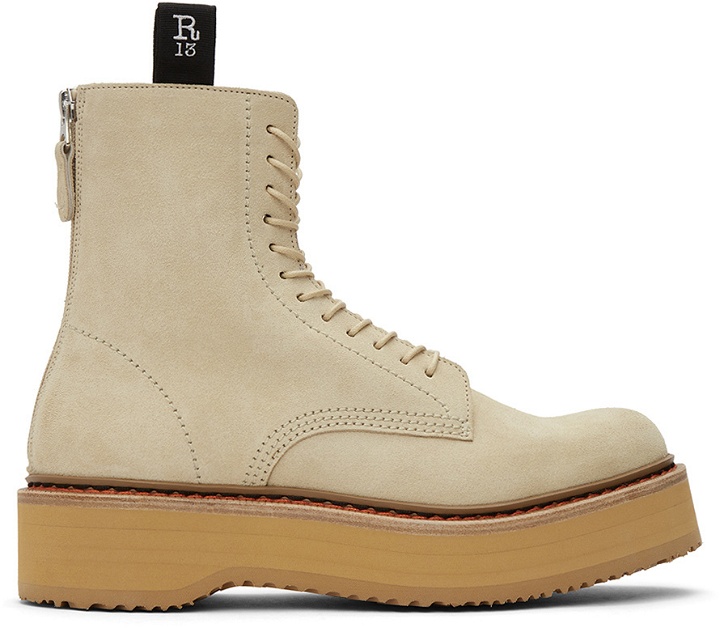 Photo: R13 Beige Single Stack Suede Boots