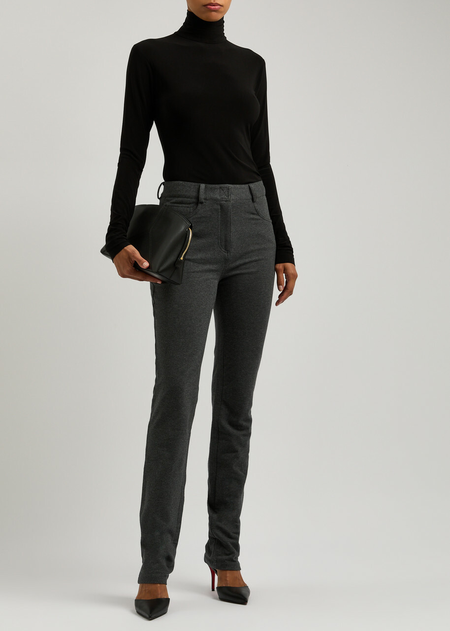 Norma Kamali Turtleneck Stretch-jersey top Black