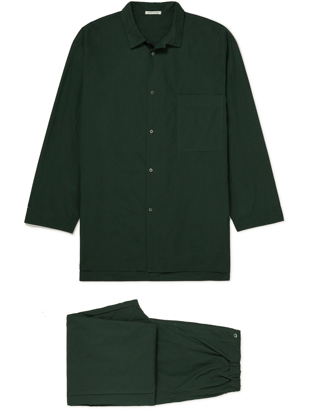 Photo: Échapper - Cotton-Poplin Pyjama Set - Green