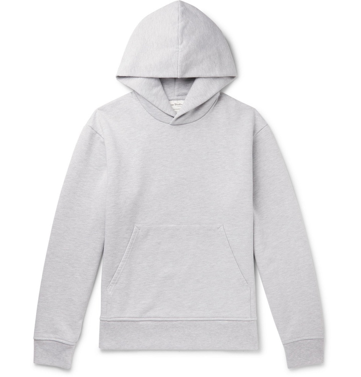 Photo: Acne Studios - Forres Logo-Appliquéd Mélange Fleece-Back Cotton-Blend Jersey Hoodie - Gray