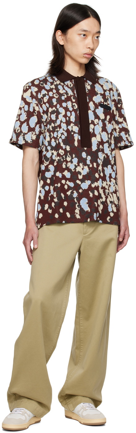Lanvin Burgundy Jacquard Polo