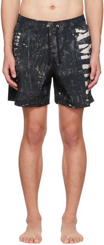 Photo: AMIRI Black Stencil Military Swim Shorts