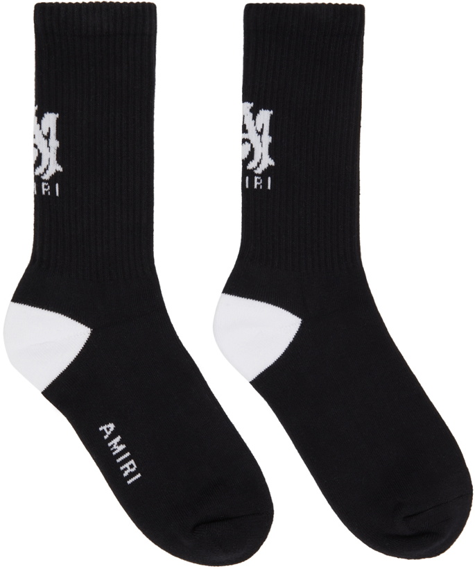 Photo: AMIRI Black & White M.A. Logo Socks