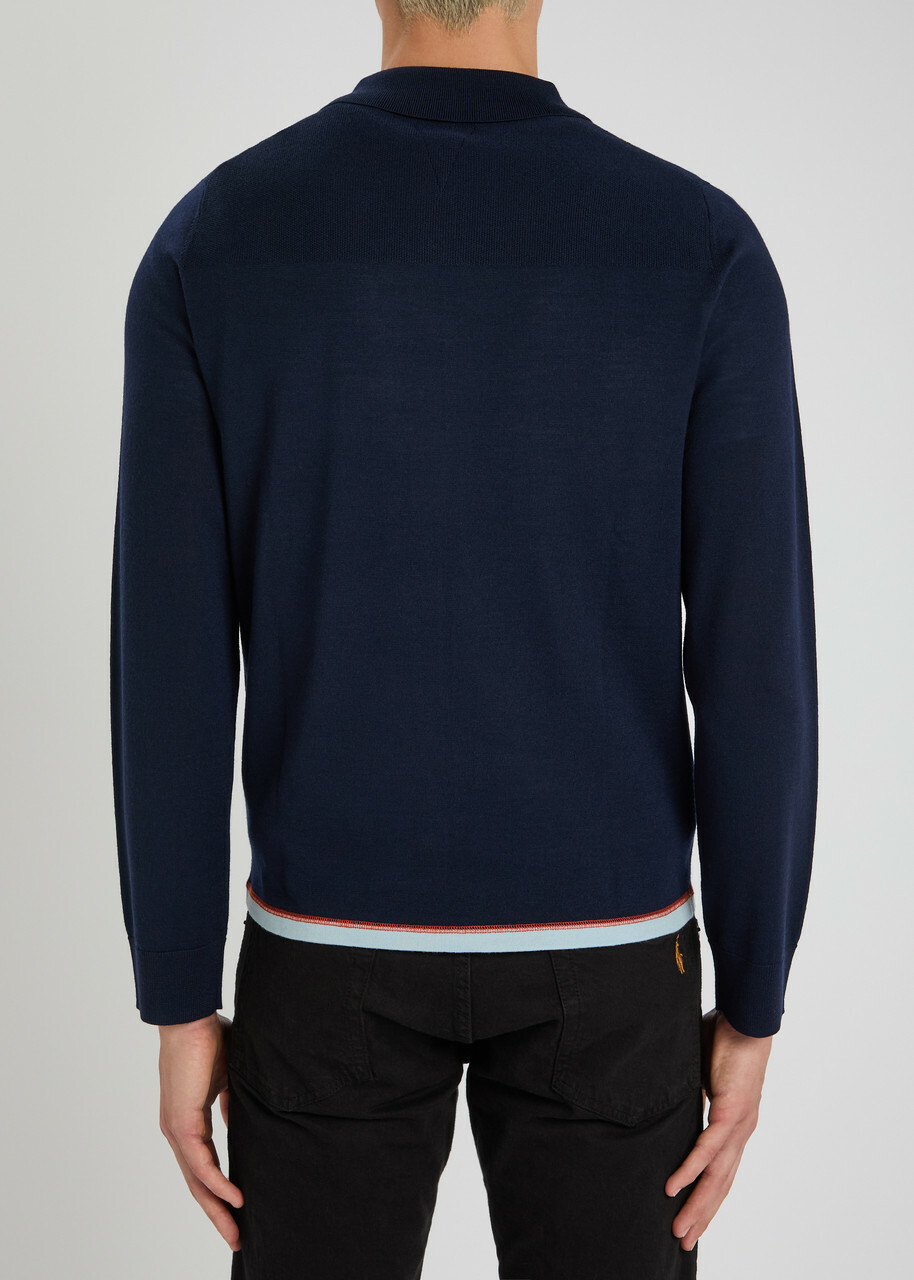 PS Paul Smith Panelled Wool Jumper Navy