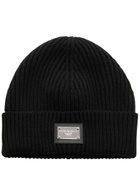 Dolce & Gabbana Logo Ribbed Wool-blend Beanie - Black - One Size