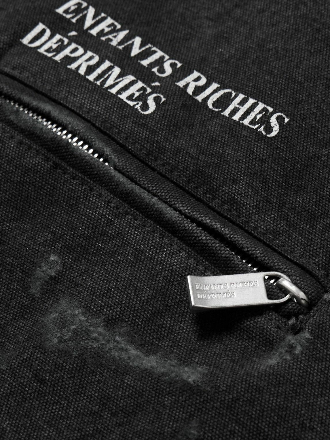 Enfants Riches Déprimés - Logo-Print Distressed Cotton-Canvas Chore Jacket - Black