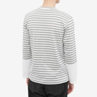 Comme des Garçons Play Men's Long Sleeve Stripe Contrast Sleeve Te in Grey/White