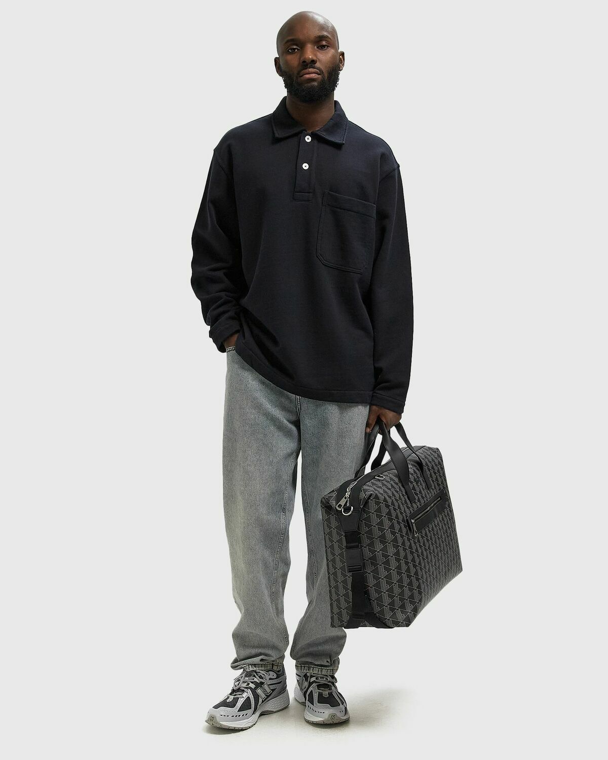 Norse Projects Fraser Relaxed Organic Loopback LS Polo Blue Men