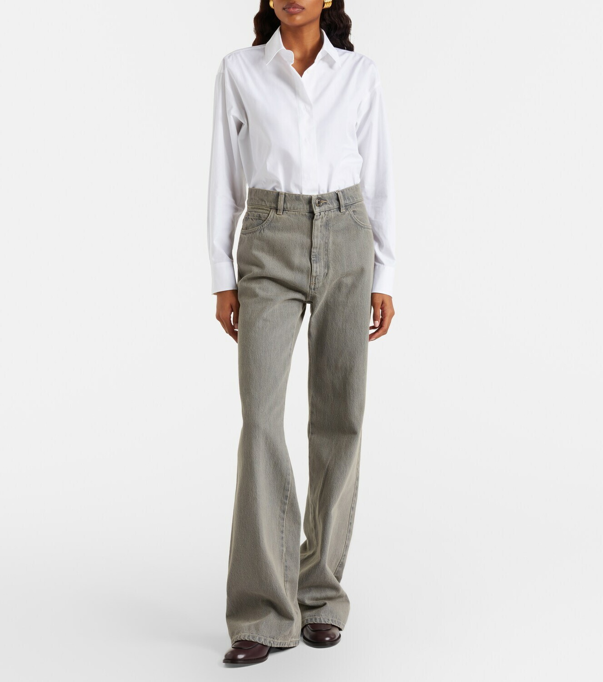 Max Mara Aere cotton poplin and tulle bodysuit