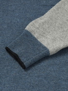 Mr P. - Colour-Block Merino Wool Polo Shirt - Blue