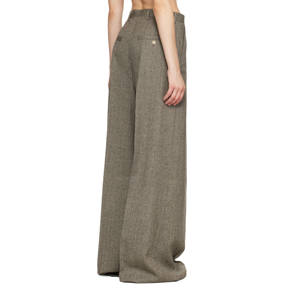 Rick Owens Beige Tower Wide Tailored Trousers