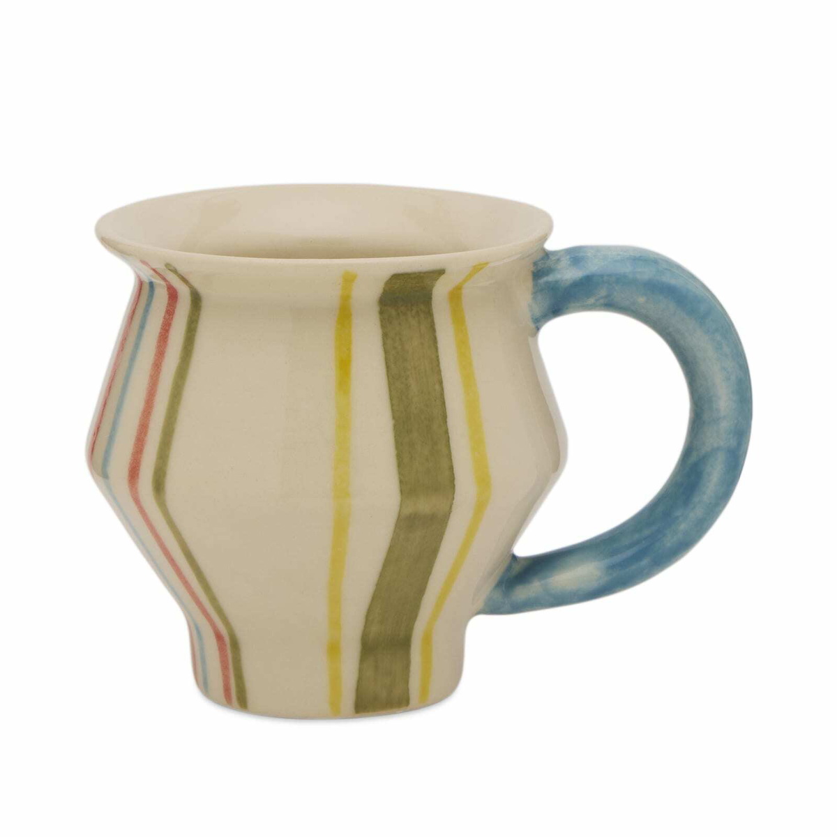Damson Madder Women's Angular Mug - Stripes in Yellow/Green 