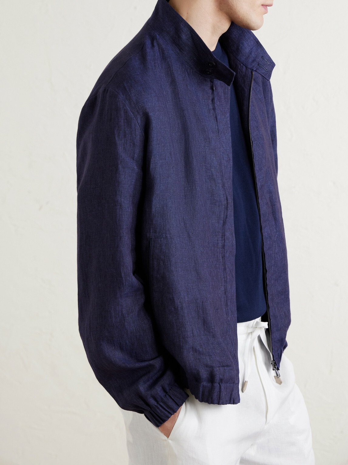 Canali - Linen Bomber Jacket - Blue