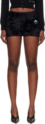 Marine Serre Black Wild Fluffy Knit Shorts
